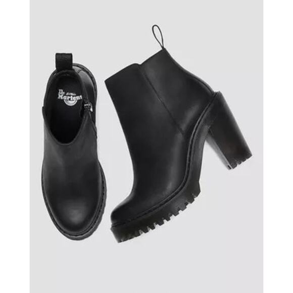 DR. MARTENS Magdalena Leather Heeled Ankle Boot Black Women's 8 - Picture 11 of 13